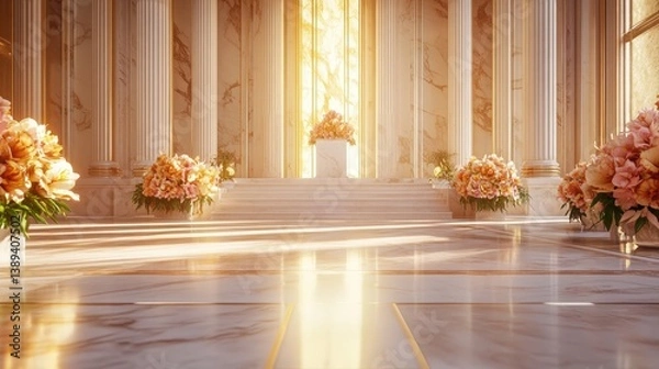 Obraz A luxurious marble podium in a grand hall, designed for formal announcements