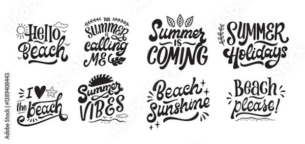 Fototapeta Set Summer lettering sticker 