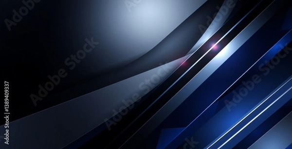 Fototapeta Modern black dark blue white abstract background. Minimal. Color gradient. Geometric shape. Lines stripe triangle angle 3d shadow. Design. Futuristic. Metal metallic effect.Light shine.Luxury premium