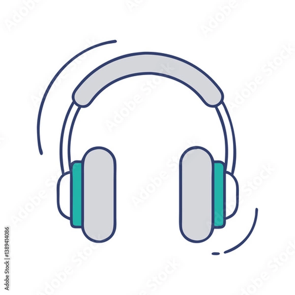 Fototapeta Stylish headphones illustrated in a minimalist design, showcasing the concept of modern audio accessories, ideal for music lovers, sound enthusiasts, and digital entertainment use.