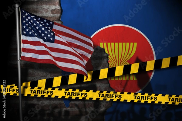 Fototapeta the impact of the american trade war on asean