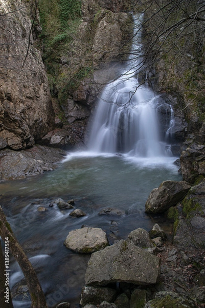 Obraz Erikli Waterfall photograph taken with long exposure. Waterfalls in Turkey. Waterfall view in the forest. Erikli Waterfall, Yalova.