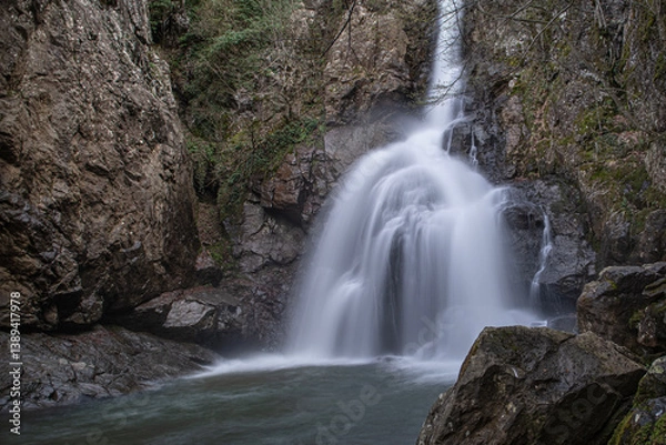 Obraz Erikli Waterfall photograph taken with long exposure. Waterfalls in Turkey. Waterfall view in the forest. Erikli Waterfall, Yalova.