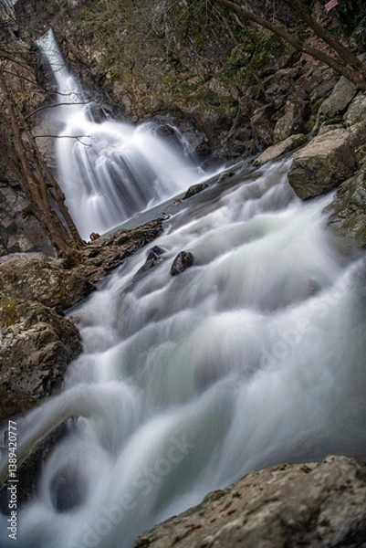 Obraz Erikli Waterfall photograph taken with long exposure. Waterfalls in Turkey. Waterfall view in the forest. Erikli Waterfall, Yalova.