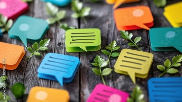 Fototapeta Brand Communication: The process through which a company communicates its brand values, identity, and messages to engage, inform, and influence its audience.
