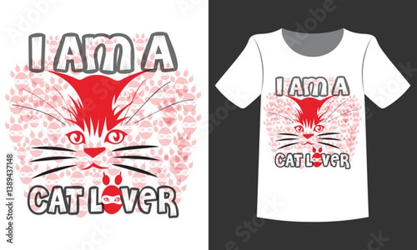 Obraz Creative Cat Lover T-shirt Design Template