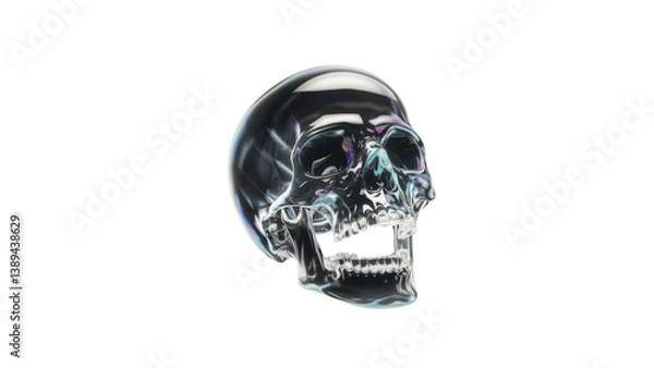 Fototapeta A metallic skull design with a polished chrome finish, adding a bold, edgy accent to your visuals.