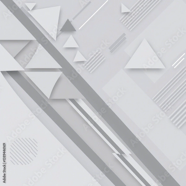 Fototapeta Black white abstract background for design. Geometric shapes. Triangles, squares, stripes, lines. Gradient. Modern, futuristic. Light gray. Template.