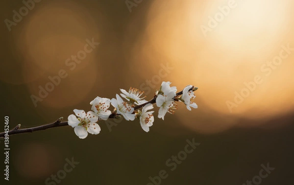 Fototapeta Branch of blooming plum tree flowers