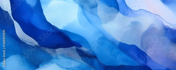 Obraz Modern design. Abstract blue colour curved wave shape material background. Transparent modern texture. Abstract futuristic background with glass shapes in blue colours. 