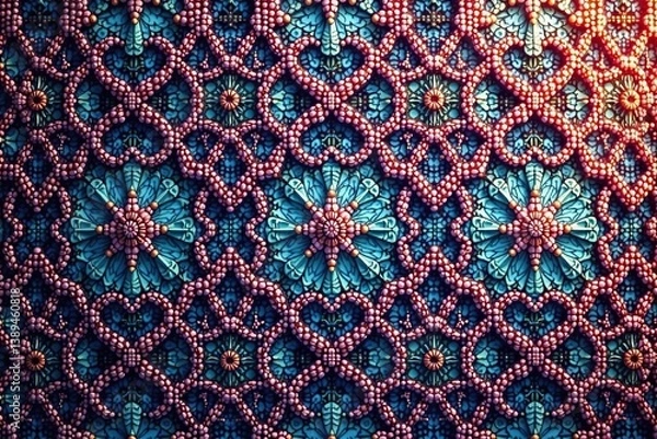 Fototapeta Geometric lace motif, repeating design elements, lines, grid