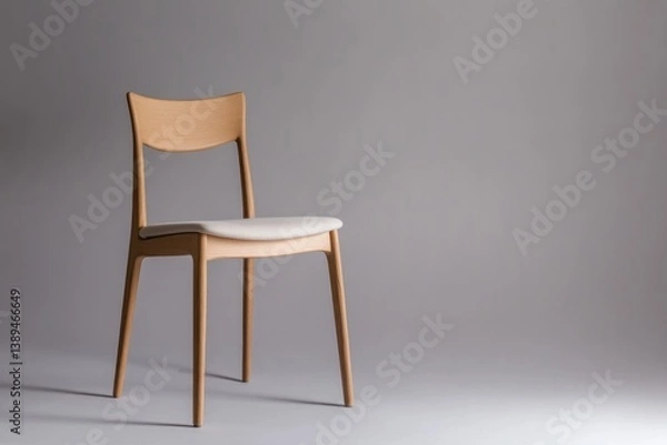 Fototapeta Minimalist wooden chair featuring clean lines, elegant design, a