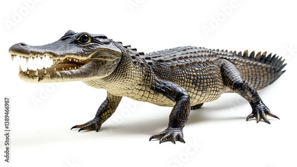 Fototapeta crocodile with open mouth on white background