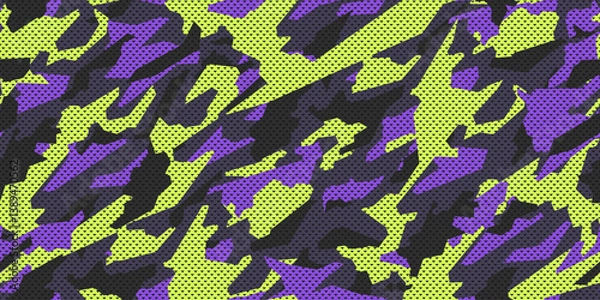 Obraz Stylish camouflage pattern, seamless pattern with grid. Vector military pattern for clothing design.	