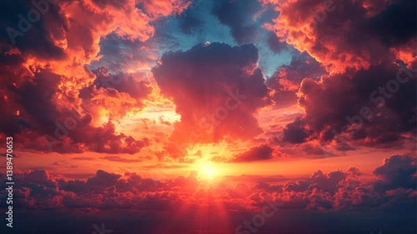 Fototapeta Golden stars with glowing effects, pattern