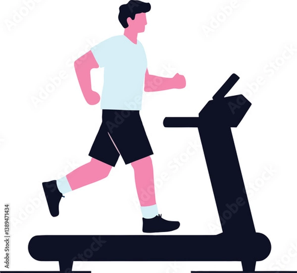 Fototapeta Person Exercising on Treadmill – Fitness Vector Illustration