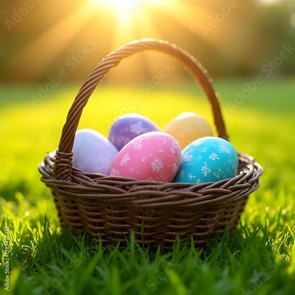 Fototapeta easter eggs in a basket