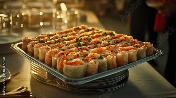Obraz Delicious Shrimp Spring Rolls Buffet Display