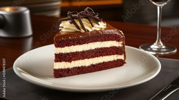 Obraz Delicious Chocolate Layer Cake Slice on Plate