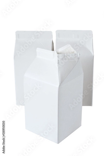 Obraz Three Milk Boxes per half liter on white