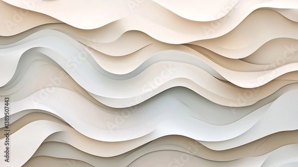 Obraz Abstract wavy beige and white paper texture background.