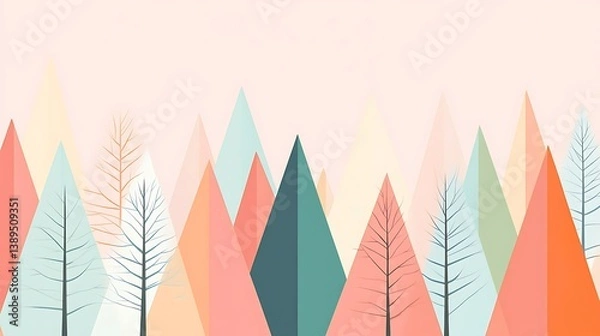 Fototapeta Abstract pastel mountain range landscape. (1)