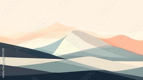 Obraz Abstract pastel mountain range landscape. (3)