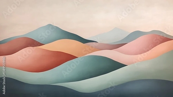 Fototapeta Abstract pastel mountain range landscape.