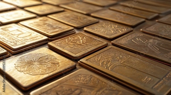 Obraz Stacked Gold Bars for Banking Investment or Storage