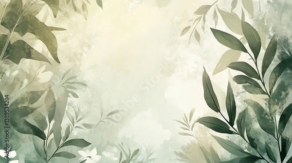 Obraz Lush green foliage with soft light background.