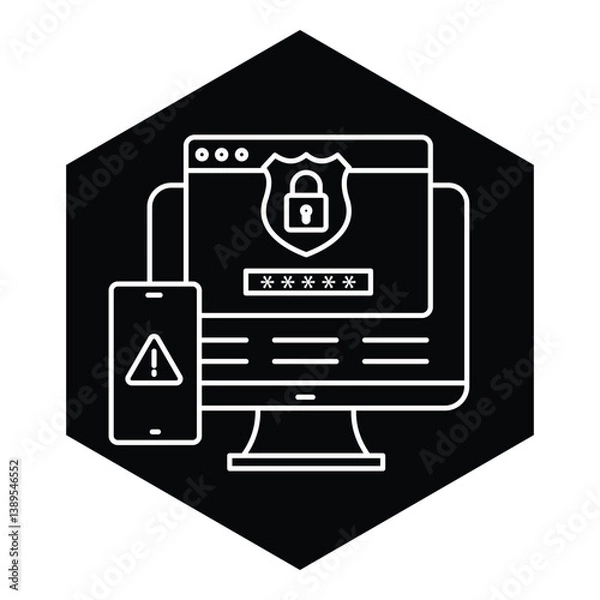 Obraz Cyber Attack Response Action Vector Icon design, cybersecurity, data breach, threat detection, malware attack
