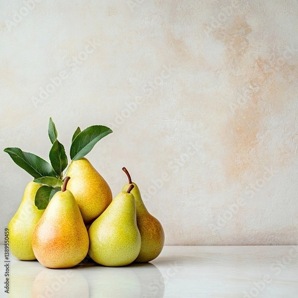 Obraz Pears arranged on the table, space on the right
