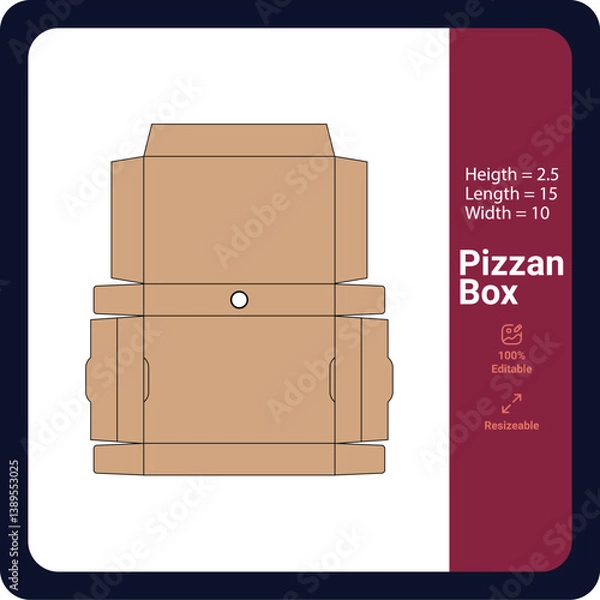 Obraz Pizza box dieline for packaging template	
