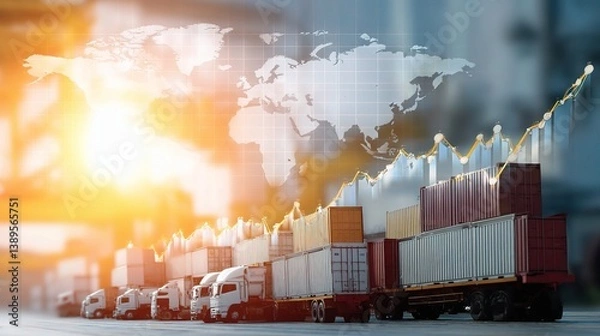 Fototapeta Business Growth through Investment with Double Exposure Effect