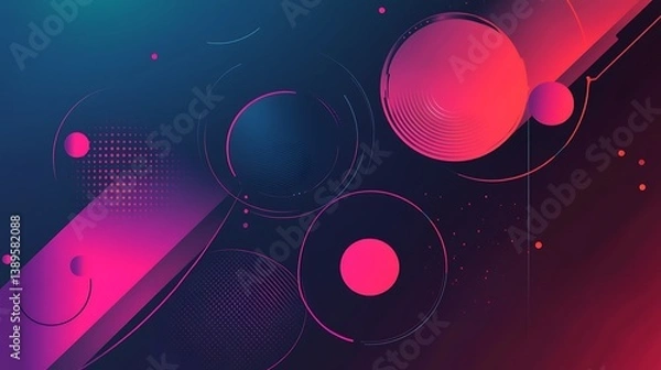 Fototapeta Abstract geometric shapes in vibrant pink and blue gradient.