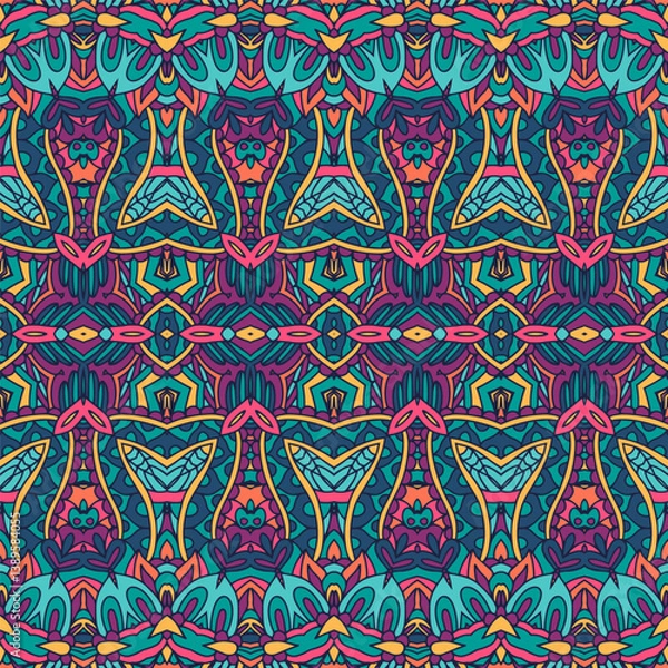 Obraz Festival art seamless pattern mandala. Colorful repeating background texture. Ethnic geometric print.