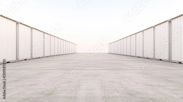 Obraz Endless corridor lined with minimalistic white walls creates sen