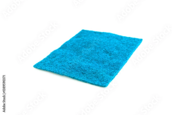 Fototapeta Blue scourer pad isolated on white background, Cleaning scourer Pad