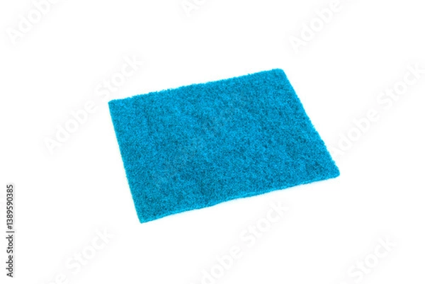 Fototapeta Blue scourer pad isolated on white background, Cleaning scourer Pad