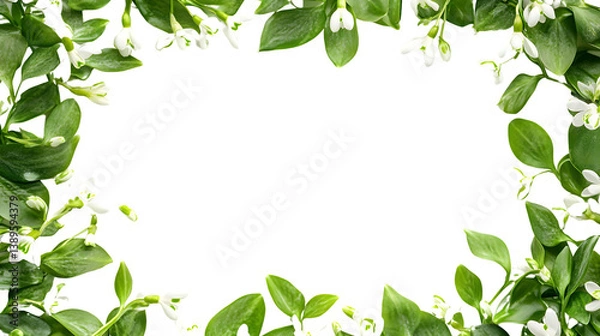 Fototapeta Snowdrop Flowers Border on Transparent Background for Graphic Design and Creative Projects
