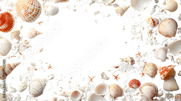 Fototapeta Variety of Seashells in Diverse Shapes and Sizes on Transparent Background