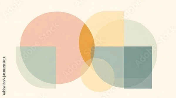 Fototapeta Abstract geometric shapes overlap pastel color background.
