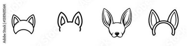 Fototapeta Vector minimalist line icons of various ear designs for creative projects and graphic design purposes