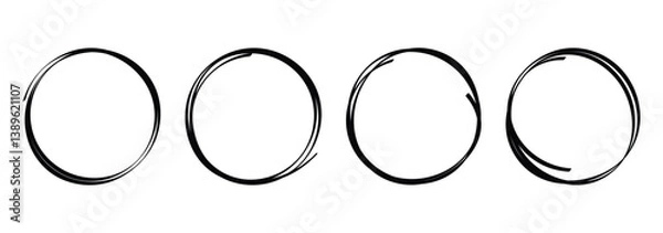 Fototapeta Hand sketched black circle frame for notes and highlights