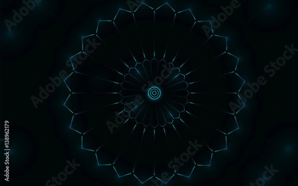 Fototapeta Vector illustration. Abstract background. The concentric shape. Ornament blue on a dark background.