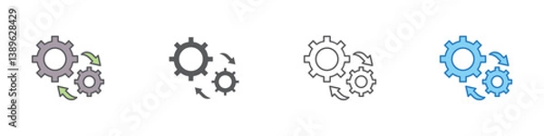 Fototapeta Process Icon Set Multiple Style Vector Collection