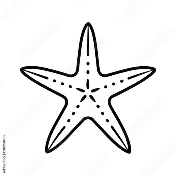 Fototapeta a starfish  line art vector on white background