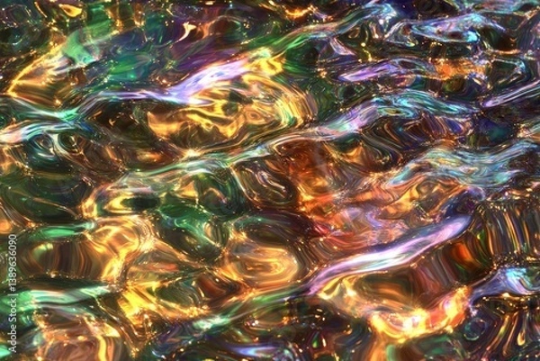 Fototapeta Rippled metallic surface capturing light and shadow play