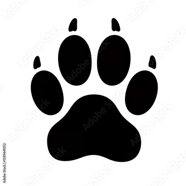 Obraz Simple line art illustration of a paw print on isolated white and transparent background, concept for pet adoption, veterinary clinic, and animal shelter branding