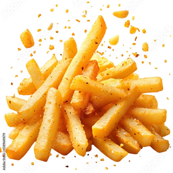 Obraz Falling French fries on a transparent background --s 750
